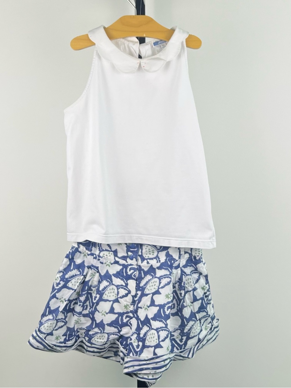 Jacadi Gurls White Sleeveless Scalloped Collar Top, 5A